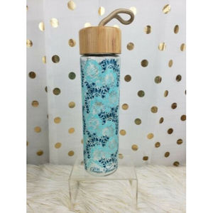 The Pioneer Woman 20oz Glass Tumbler Teal Blue Floral